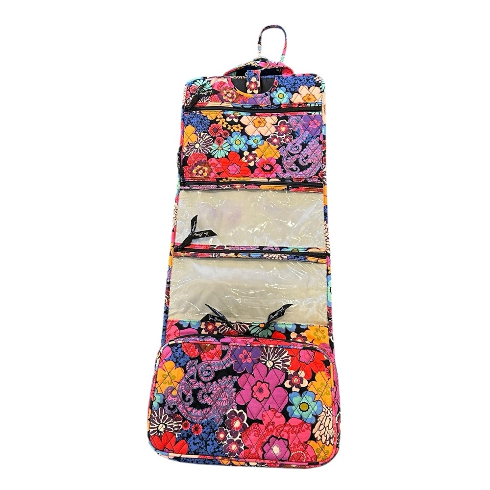 Vera Bradley Floral Fiesta Pattern Tri-Fold Hanging Cosmetic Toiletry Travel Bag